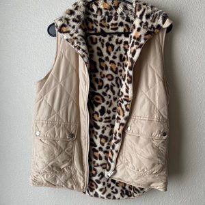 Reversible Leopard/taupe vest